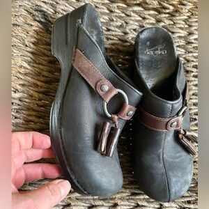 Dansko Black and Brown Clogs